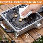 2 Burner Camping Stove with Windshield, 24000 BTU Propane Gas Stove,Portable Folding Camp Stove with Carry Bag, Piezo Ignition Adjustable Burners, Camping Essentials for Outdoor Tailgating Grilling