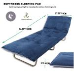 Gehannah Thick Camping Sleeping Pad, Soft Comfortable Microfiber Camping Cot Pads for Adults, Lightweight Foldable Sleeping mats for Traveling Hiking Backpacking Traveling (Blue Thicker) Large