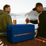Coleman Snap 'N Go 55-Quart Collapsible Hard Cooler, Portable Hard-Sided Cooler with Waterproof Removable Liner, Space-Saving & Quick Set Up, 64 Hours Cold, Sapphire Blue