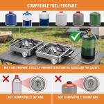 2 Burner Camping Stove with Windshield, 24000 BTU Propane Gas Stove,Portable Folding Camp Stove with Carry Bag, Piezo Ignition Adjustable Burners, Camping Essentials for Outdoor Tailgating Grilling