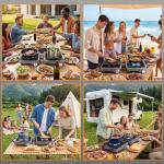 2 Burner Camping Stove with Windshield, 24000 BTU Propane Gas Stove,Portable Folding Camp Stove with Carry Bag, Piezo Ignition Adjustable Burners, Camping Essentials for Outdoor Tailgating Grilling