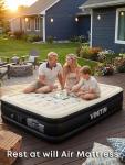 Vinitin Queen Air Mattress with Built-in Pump, 16" Elevated Inflatable Bed for Home & Guests, Self-Inflating Blow Up Mattress with Flocked Top & Storage Bag, 660lb Max Weight, Matt Black