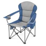 OLIXIS Folding Camping Chair, Portable Collapsible Chair with Cup Holder, Non-Slip Feet, Heavy Duty Lawn Chair for Hiking Beach Sports, Cooler Bag, Thicken 300D Oxford, 500 LBS, Blue & Grey
