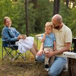 OLIXIS Folding Camping Chair, Portable Collapsible Chair with Cup Holder, Non-Slip Feet, Heavy Duty Lawn Chair for Hiking Beach Sports, Cooler Bag, Thicken 300D Oxford, 500 LBS, Blue & Grey