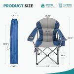 OLIXIS Folding Camping Chair, Portable Collapsible Chair with Cup Holder, Non-Slip Feet, Heavy Duty Lawn Chair for Hiking Beach Sports, Cooler Bag, Thicken 300D Oxford, 500 LBS, Blue & Grey