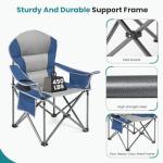 OLIXIS Folding Camping Chair, Portable Collapsible Chair with Cup Holder, Non-Slip Feet, Heavy Duty Lawn Chair for Hiking Beach Sports, Cooler Bag, Thicken 300D Oxford, 500 LBS, Blue & Grey