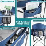 OLIXIS Folding Camping Chair, Portable Collapsible Chair with Cup Holder, Non-Slip Feet, Heavy Duty Lawn Chair for Hiking Beach Sports, Cooler Bag, Thicken 300D Oxford, 500 LBS, Blue & Grey