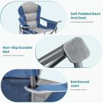 OLIXIS Folding Camping Chair, Portable Collapsible Chair with Cup Holder, Non-Slip Feet, Heavy Duty Lawn Chair for Hiking Beach Sports, Cooler Bag, Thicken 300D Oxford, 500 LBS, Blue & Grey