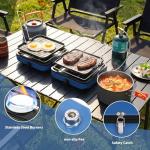 Hisencn Camping Stove,2 Burner Propane Camping Stove,Dual Griddles,30,000 BTU Portable Propane Stove with Carry Bag,Outdoor Cooking Stove set for Camping Gear,RV Essentials,Camp Gifts for Man,Blue