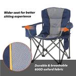 ALPHA CAMP Folding Camping Chair for Adults, Oversized Portable Lawn Chairs with Cooler Bag,Cup Holder & 600D Oxford Fabric, Folding Chairs for Outside Support 450 LBS, Outdoor Chairs 2 Pack
