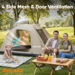Golabs CT3 2 Person Instant Camping Tent, 1-Minute Setup by Pre-Attached Pole, 4 Side Mesh & Door Ventilation, Lightweight 4.8lbs Portable Design with Carry Bag, Inner Storage Pockets & Hooks for Park