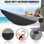 OBTANIM Camping Hammock 500lbs Portable Lightweight Single or Double Hammock with Tree Straps and Carry Bag for Camping Backpacking Hiking Travel Beach Outdoor Indoor (Gray and Black)