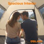 Golabs CT3 2 Person Instant Camping Tent, 1-Minute Setup by Pre-Attached Pole, 4 Side Mesh & Door Ventilation, Lightweight 4.8lbs Portable Design with Carry Bag, Inner Storage Pockets & Hooks for Park