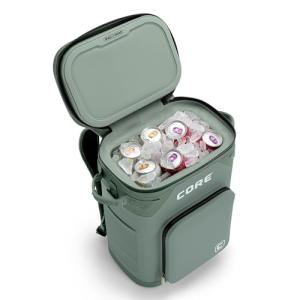 CORE Magnetic Leak Proof 24 Can Soft Cooler with Waterproof Zipper | Insulated Bag Portable Ice Chest Box | Best Backpack Cooler for Food & Beverages for Tailgating, Car Camping, and Family Picnics