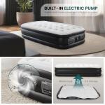 KMFurnila Queen Size Air Mattress with Built in Pump, Inflatable Blow Up Mattress 16" Raised for Home, Camping & Guest, Portable Air Bed 660 lbs Weight Capacity, Double Height & Non-Slip Bottom