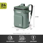 CORE Magnetic Leak Proof 24 Can Soft Cooler with Waterproof Zipper | Insulated Bag Portable Ice Chest Box | Best Backpack Cooler for Food & Beverages for Tailgating, Car Camping, and Family Picnics