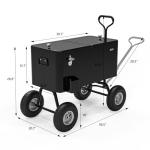 VINGLI 80 Quart Wagon Rolling Cooler Ice Chest, w/Long Handle and 10" Wheels, Portable Beach Patio Party Bar Cold Drink Beverage, Outdoor Park Cart on Wheels (Black-Wagon)