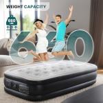 KMFurnila Queen Size Air Mattress with Built in Pump, Inflatable Blow Up Mattress 16" Raised for Home, Camping & Guest, Portable Air Bed 660 lbs Weight Capacity, Double Height & Non-Slip Bottom