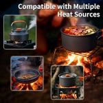 TGpao Collapsible Camping Cookware Set, Portable 4-in-1 Outdoor Pot & Pan Kit with Nonstick Frypan, Pot, Kettle & Carry Bag, Hard-Anodized Aluminum for Backpacking, Camping, Hiking (2-4 Person)