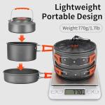 TGpao Collapsible Camping Cookware Set, Portable 4-in-1 Outdoor Pot & Pan Kit with Nonstick Frypan, Pot, Kettle & Carry Bag, Hard-Anodized Aluminum for Backpacking, Camping, Hiking (2-4 Person)