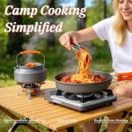 TGpao Collapsible Camping Cookware Set, Portable 4-in-1 Outdoor Pot & Pan Kit with Nonstick Frypan, Pot, Kettle & Carry Bag, Hard-Anodized Aluminum for Backpacking, Camping, Hiking (2-4 Person)