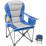 OLIXIS Folding Camping Chair, Portable Collapsible Chair with Cup Holder, Non-Slip Feet, Heavy Duty Lawn Chair for Hiking Beach Sports, Cooler Bag, Thicken 300D Oxford, 500 LBS, Blue Grey