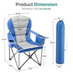 OLIXIS Folding Camping Chair, Portable Collapsible Chair with Cup Holder, Non-Slip Feet, Heavy Duty Lawn Chair for Hiking Beach Sports, Cooler Bag, Thicken 300D Oxford, 500 LBS, Blue Grey