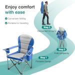 OLIXIS Folding Camping Chair, Portable Collapsible Chair with Cup Holder, Non-Slip Feet, Heavy Duty Lawn Chair for Hiking Beach Sports, Cooler Bag, Thicken 300D Oxford, 500 LBS, Blue Grey