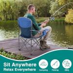 OLIXIS Folding Camping Chair, Portable Collapsible Chair with Cup Holder, Non-Slip Feet, Heavy Duty Lawn Chair for Hiking Beach Sports, Cooler Bag, Thicken 300D Oxford, 500 LBS, Blue Grey