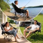 Suteck Oversized Camping Chairs for Adults - Heavy Duty Padded Camping Chair Folding Lawn XL Camp Chair with Cup Holders for Outdoor Sports Beach Fishing, Support to 500 lbs