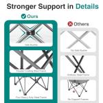 OLIXIS Folding Camping Chair, Portable Collapsible Chair with Cup Holder, Non-Slip Feet, Heavy Duty Lawn Chair for Hiking Beach Sports, Cooler Bag, Thicken 300D Oxford, 500 LBS, Blue Grey
