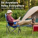 OLIXIS Folding Camping Chair, Portable Collapsible Chair with Cup Holder, Non-Slip Feet, Heavy Duty Lawn Chair for Hiking Beach Sports, Cooler Bag, Thicken 300D Oxford, 500 LBS, Blue Grey