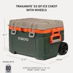 Igloo Trailmate 52Qt Wheeled Cooler, Insulated Hard Shell Ice Chest, Sportsman
