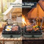 Hisencn Camping Stove,2 Burner Propane Camping Stove,Dual Griddles,30,000 BTU Portable Propane Stove with Carry Bag,Outdoor Cooking Stove set for Camping Gear,RV Essentials,Camp Gifts for Man,Green