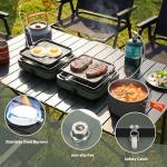 Hisencn Camping Stove,2 Burner Propane Camping Stove,Dual Griddles,30,000 BTU Portable Propane Stove with Carry Bag,Outdoor Cooking Stove set for Camping Gear,RV Essentials,Camp Gifts for Man,Green