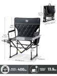 TIMBER RIDGE Heavy Duty Camping Chair with Compact Size, Portable Directors Chair with Side Table and Pocket for Camping, Lawn, Sports and Fishing, Supports Up to 400lbs, Black