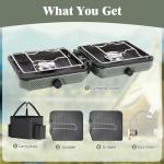 Hisencn Camping Stove,2 Burner Propane Camping Stove,Dual Griddles,30,000 BTU Portable Propane Stove with Carry Bag,Outdoor Cooking Stove set for Camping Gear,RV Essentials,Camp Gifts for Man,Green