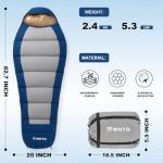 MHTD All Season Sleeping Bag for Adults 0 Degree,Cotton Canvas with YKK Zipper Compact Backpacking Mummy Camping Sleeping Bag