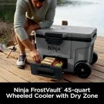 Ninja | Cooler | FrostVault 45QT Cooler with Wheels | Insulated with Temp Dry Storage Drawer | Keeps Ice Cold for Days | for The Beach, Camping, Picnics & More | Slate Gray | FB245GY