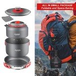 Alocs Camping Cookware, Alumina Camping Cooking Set with Camping Kettle, Lightweight Portable Camping Gear, Non-Stick Camping Pan Included Storage Carry Bag for Outdoor Backpacking Hiking and Picnic