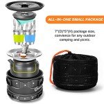 Odoland 16pcs Camping Cookware Set with Folding Camping Stove, Non-Stick Lightweight Pot Pan Kettle Set with Stainless Steel Cups Plates Forks Knives Spoons for Camping Backpacking Outdoor Picnic