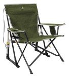 GCI Outdoor Kickback Rocker Camping Chair | Portable Folding Rocking Chair with Durable Armrests, Drink Holder & Relaxed Lowered Seat for Comfort — Loden Green