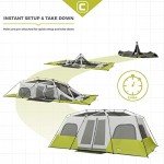 CORE 12 Person Instant Cabin Tent | Large 3 Room Family Pop Up Tent for 2 Minute Camp Setup | Included Storage Pockets for Camping Accessories