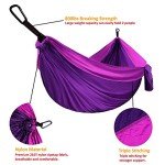 Gold Armour Camping Hammock - XL Double Hammock Portable Hammock Camping Accessories Gear for Outdoor Indoor with Tree Straps, USA Based Brand (Purple and Fuchsia)