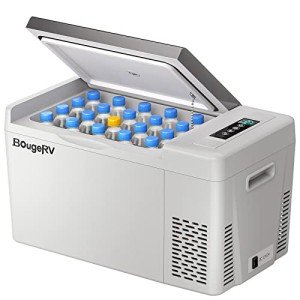 BougeRV 12 Volt Refrigerator 12V Car Fridge 23 Quart Portable Freezer Compressor Cooler 12/24V DC 110~240 Volt AC for Truck Van RV Camper SUV Travel Camping Road Trips Tailgating -7℉~50℉