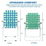 VINGLI Patio Lawn Webbed Folding Chairs Set of 2, Outdoor Beach Portable Lawn Chair Camping Chair Beach Chair for Yard, Garden Dining (Blue, Classic)