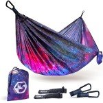 Foxelli Camping Hammock – Lightweight Portable Hammock from Durable Parachute Nylon with Tree Ropes & Carabiners for Indoor & Outdoor Use Hiking Camping Beach Backpack Travel