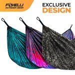 Foxelli Camping Hammock – Lightweight Portable Hammock from Durable Parachute Nylon with Tree Ropes & Carabiners for Indoor & Outdoor Use Hiking Camping Beach Backpack Travel