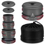 Alocs Camping Cookware, Aluminum Camping Cooking Set Camp Kitchen, Portable Camping Pots and Pans Set, Camping Essentials Mess Kit for Backpacking, Outdoor Cooking and Picnic