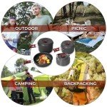 Bulin Camping Cookware Mess Kit, Nonstick Backpacking Cooking Set, Outdoor Cook Gear for Family Hiking, Picnic| Lightweight Cookware Sets(Kettle, Pots, Frying Pan, BPA-Free Bowls, Plates, Spoon)